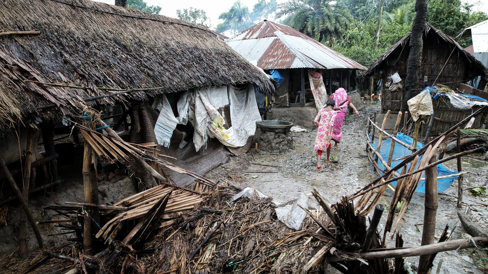 People in Dhaka, Bangladesh, on November 10, 2019 after the cyclone Bulbul. 