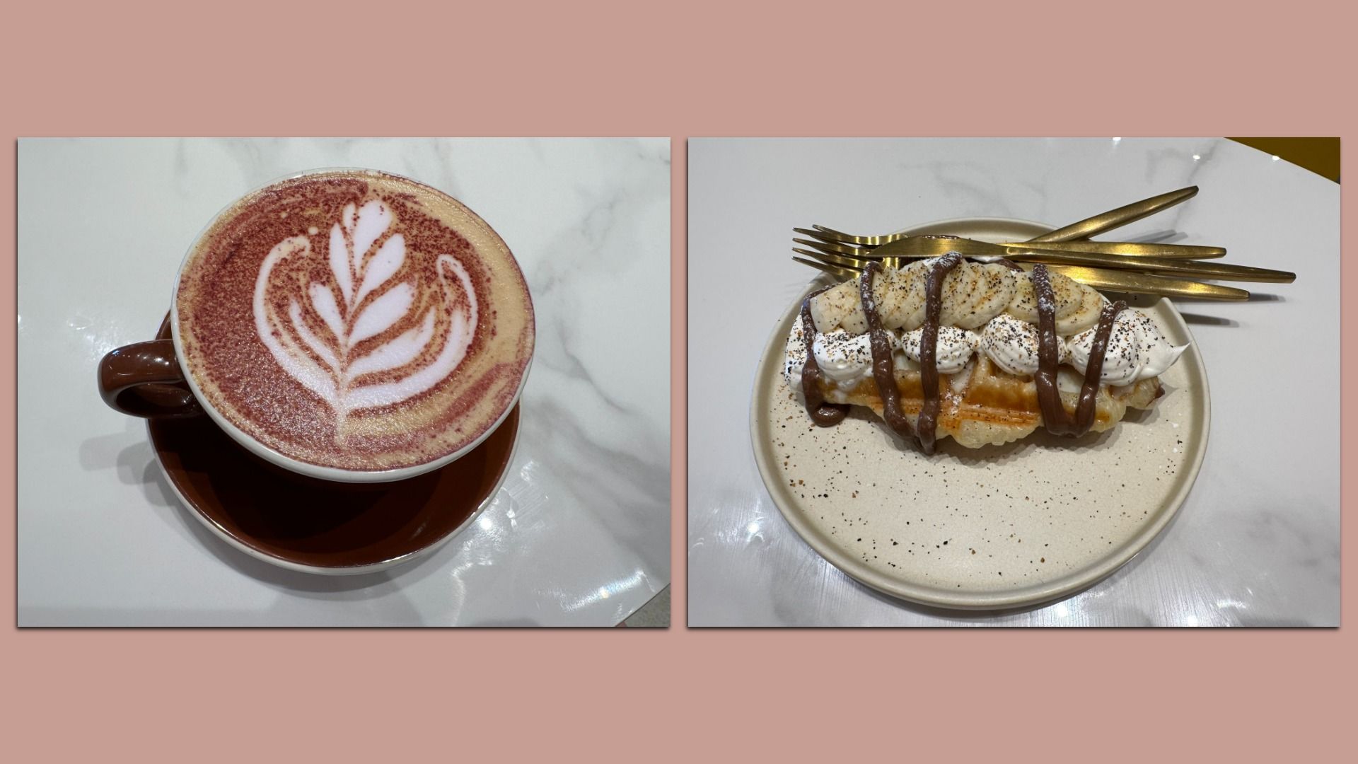 photos of latte and croffle