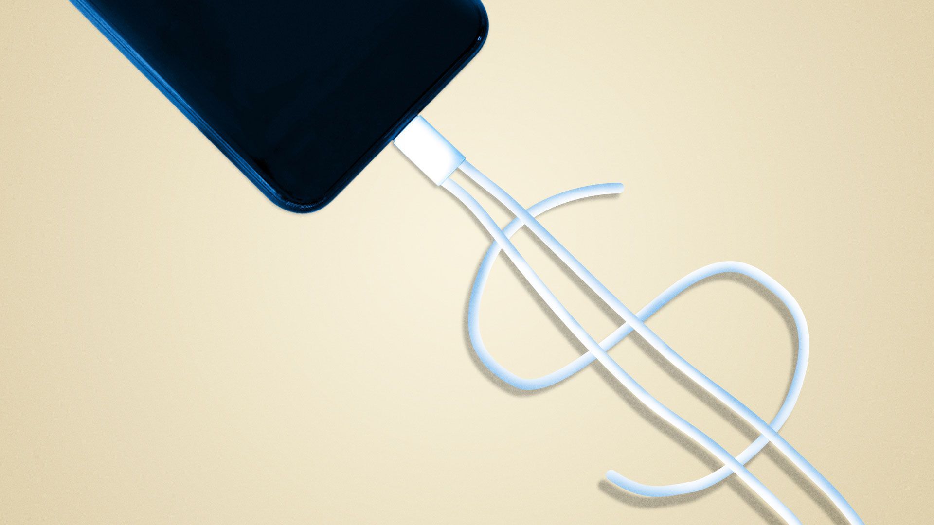 Illustration of a smartphone with a dollar sign cable