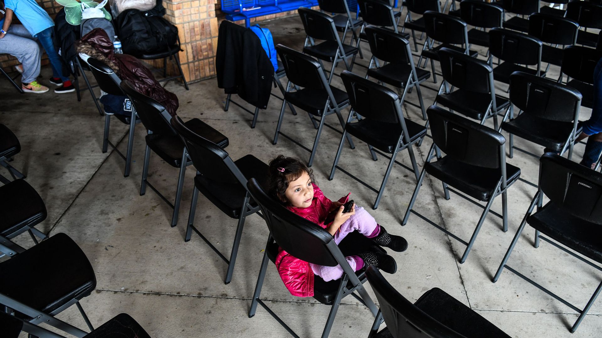 A migrant girl from Central America in Brownsville, Texas