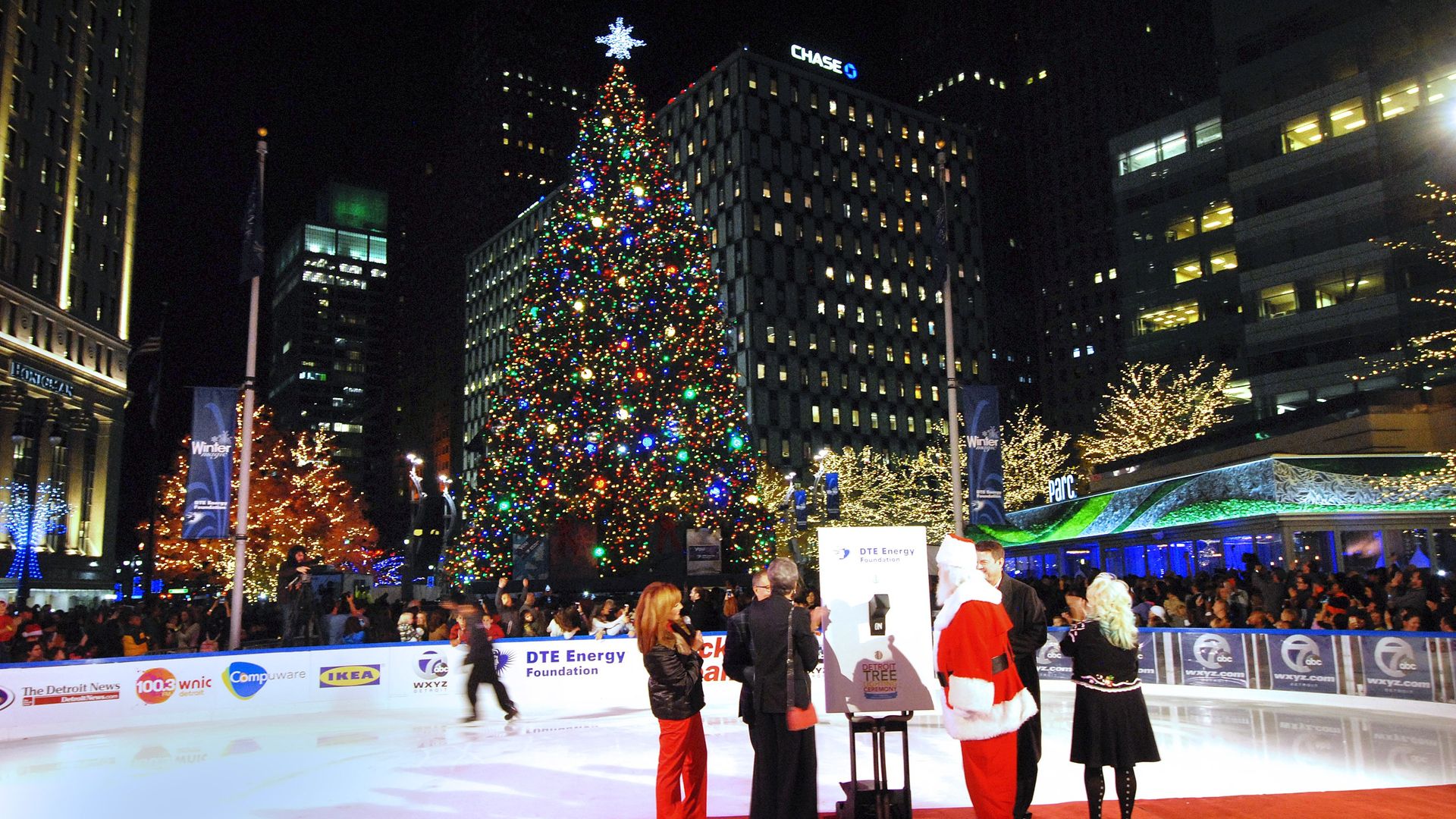 Detroit's tree lighting celebration from 2016. Photo by Paul Warner/Getty