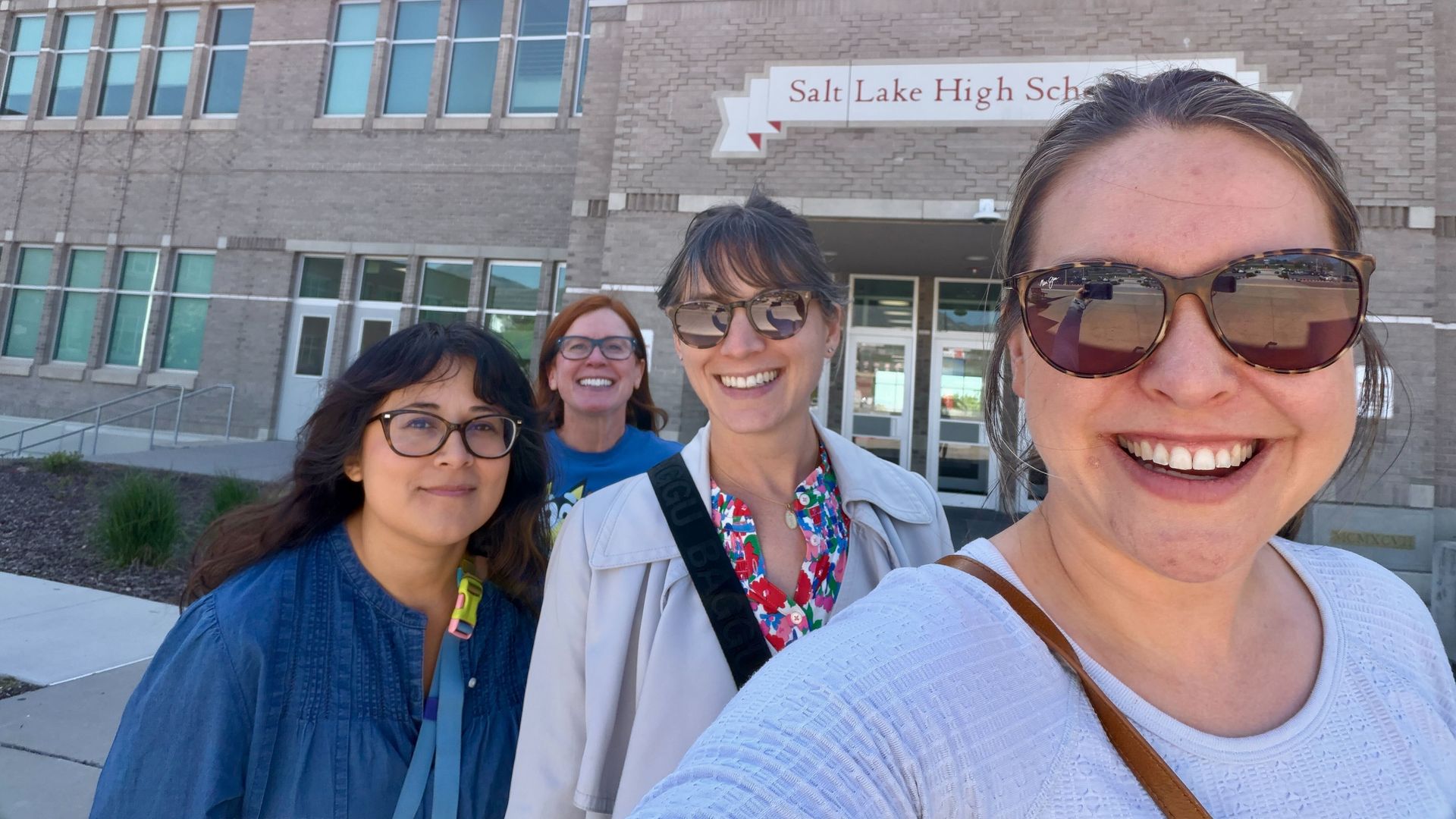 Kim, Erin, Hadley and Jessica before touring East High School. Photo: Jessica Boehm/Axioss