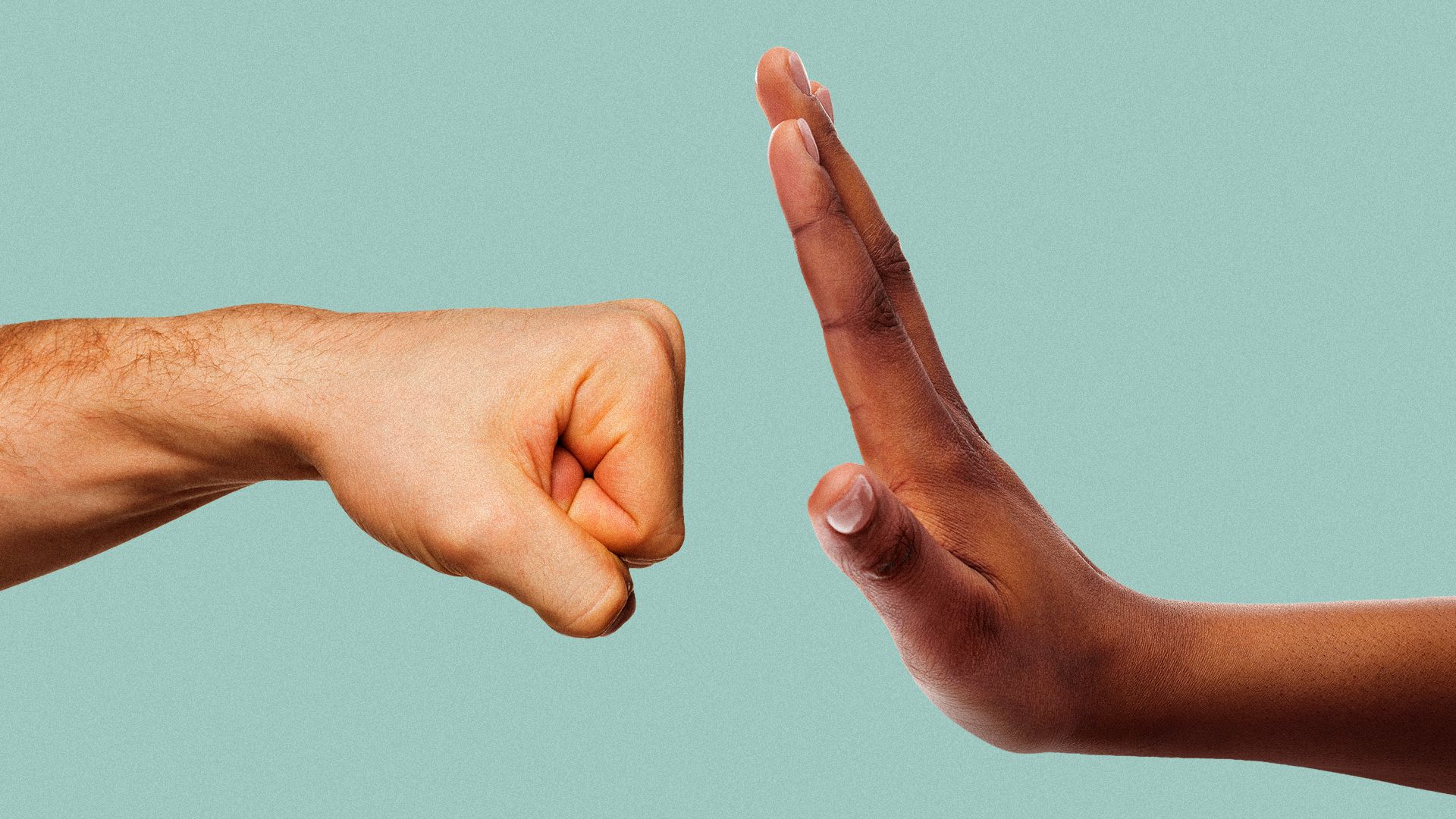 Illustration of a hand held in front of a fist.