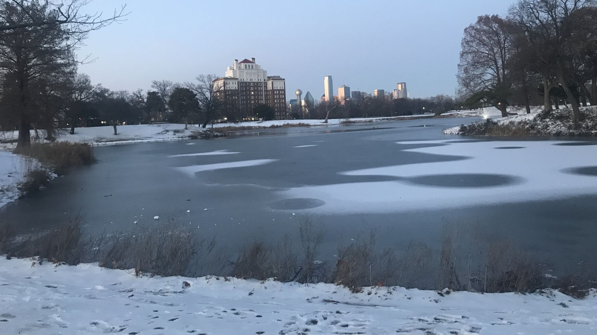 An icy lake in Dallas