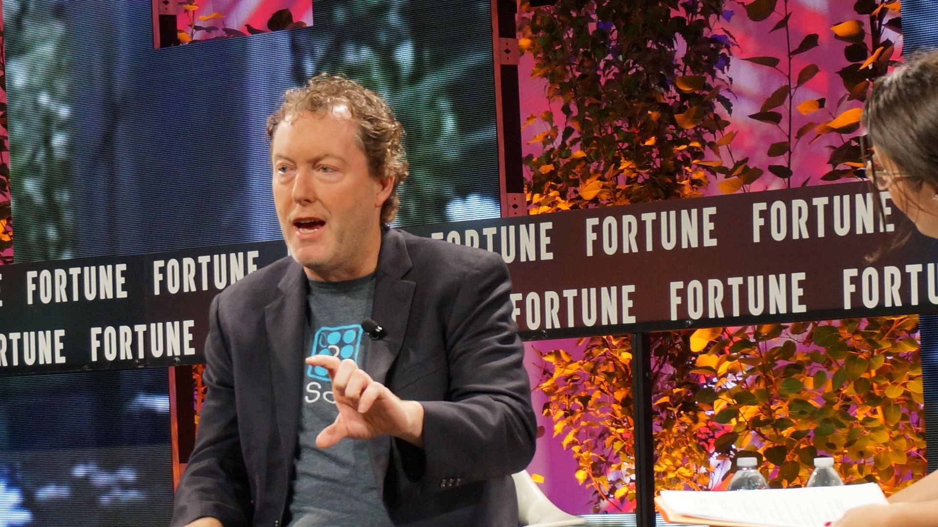 Mike Cagney speaking at Fortune conference in 2017.