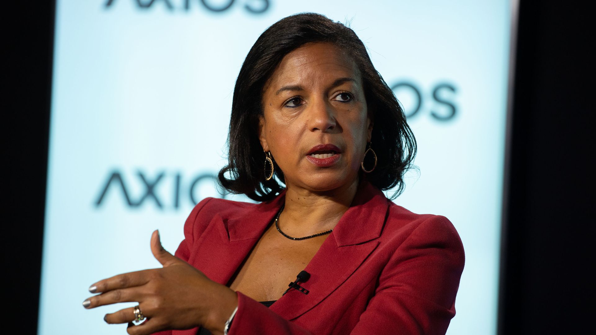 Former United States Ambassador to the United Nations, Susan Rice on the Axios stage. 