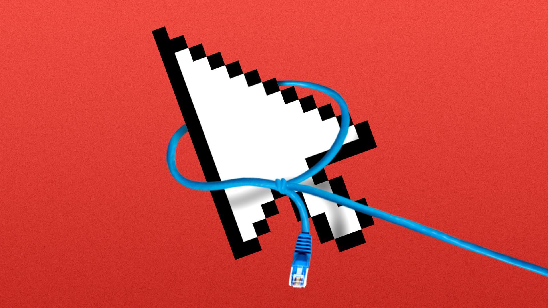 Illustration of an arrow cursor being lassoed by a blue ethernet cable