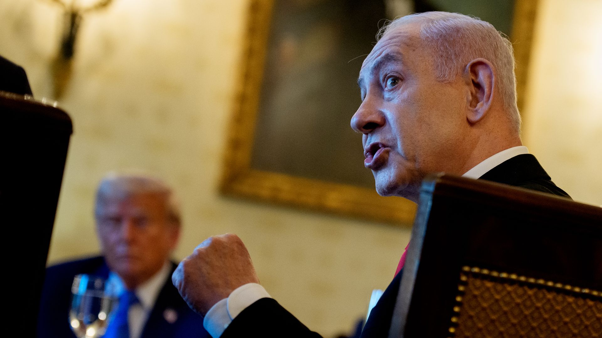 نتانیاهو در جریان دیداری با ترامپ در کاخ سفید در ماه جولای. عکس: اندرو هارنیک / گتی ایمیجز