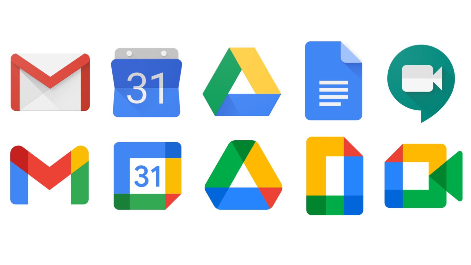 The old and new G-Suite icons