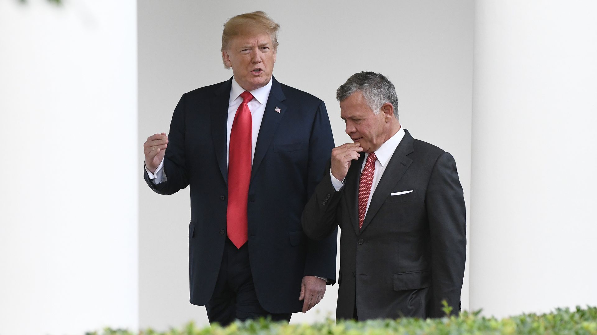 President Trump and King Abdullah of Jordan walking