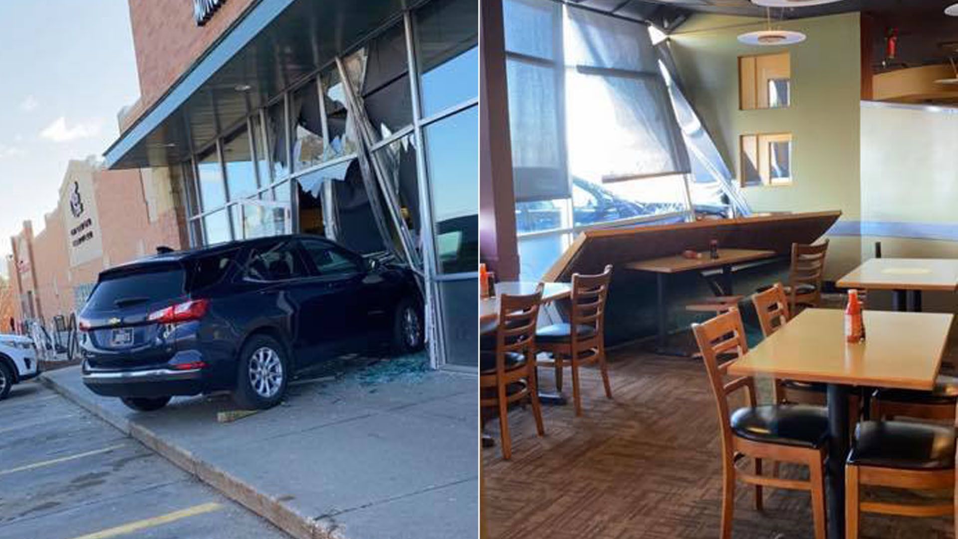 A car accidentally drives into HuHot Mongolian Grill in West Des Moines.