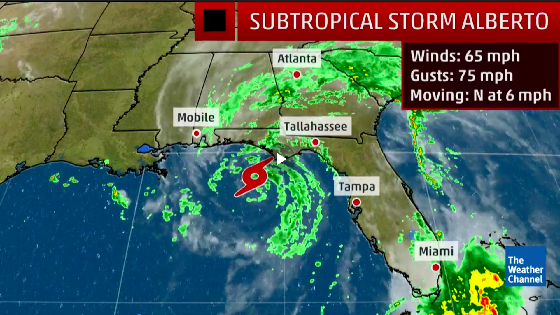 Subtropical Storm Alberto to make landfall Monday in Florida's Panhandle