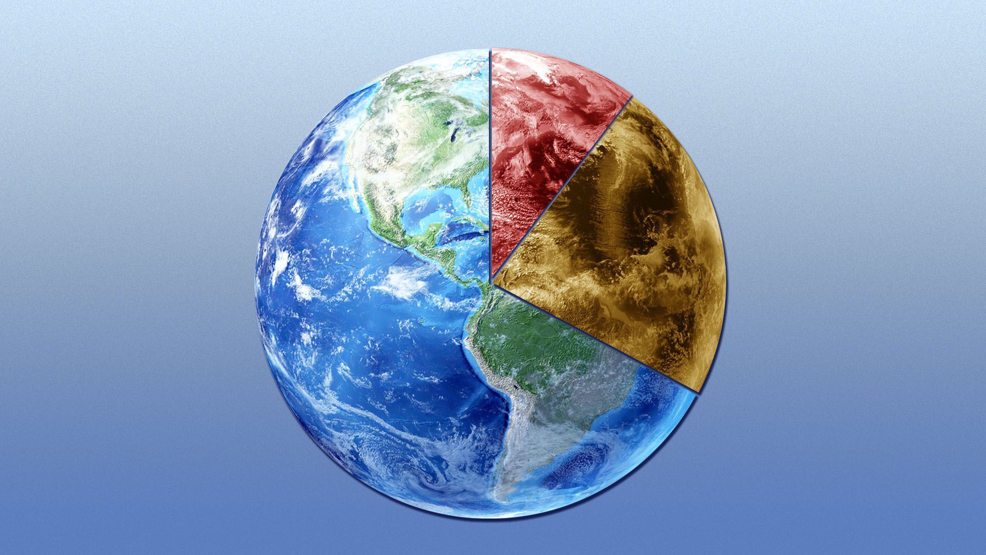 Illustration of the earth as a pie chart 