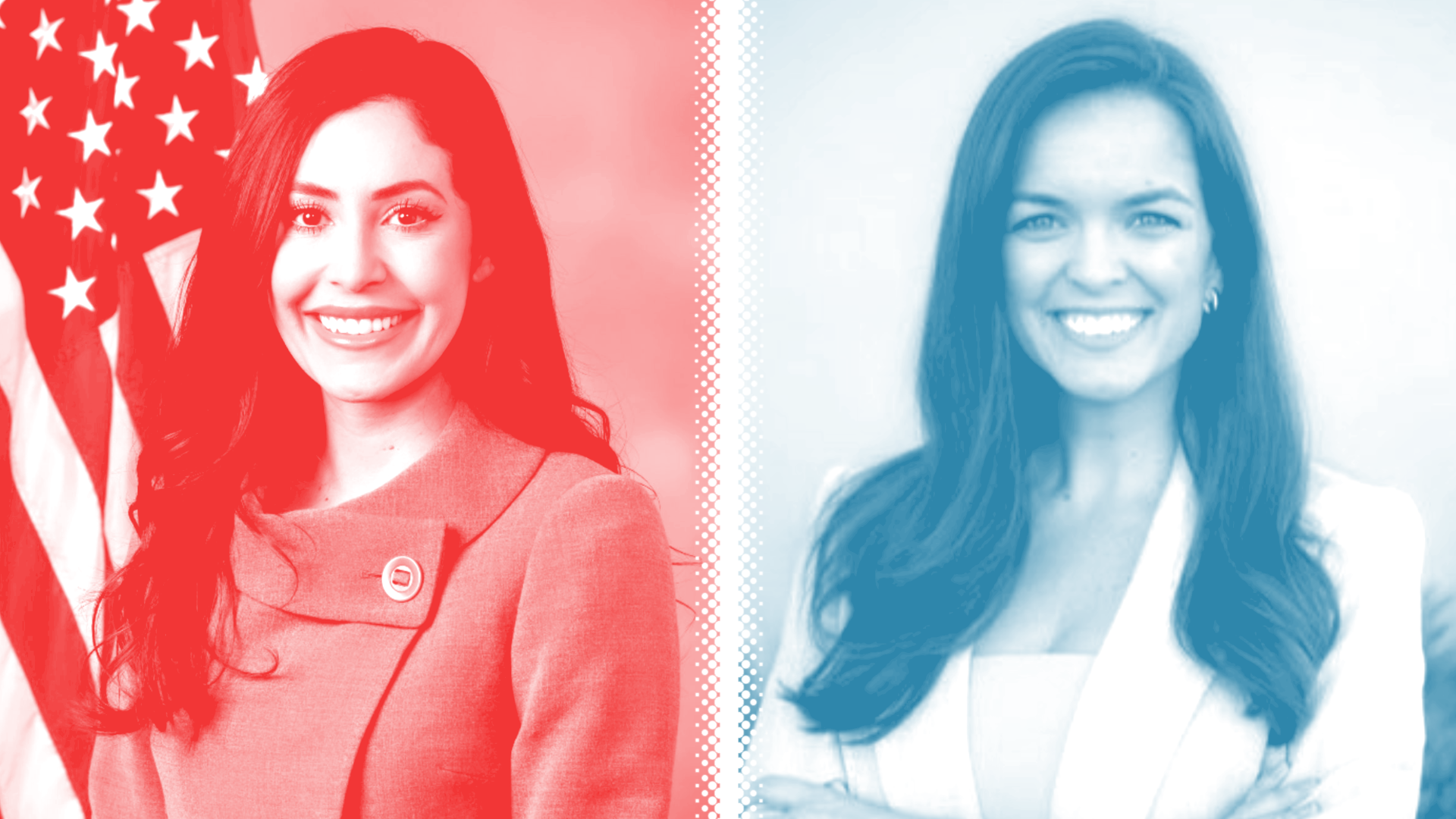 Photo illustration of Anna Paulina Luna and Whitney Fox.