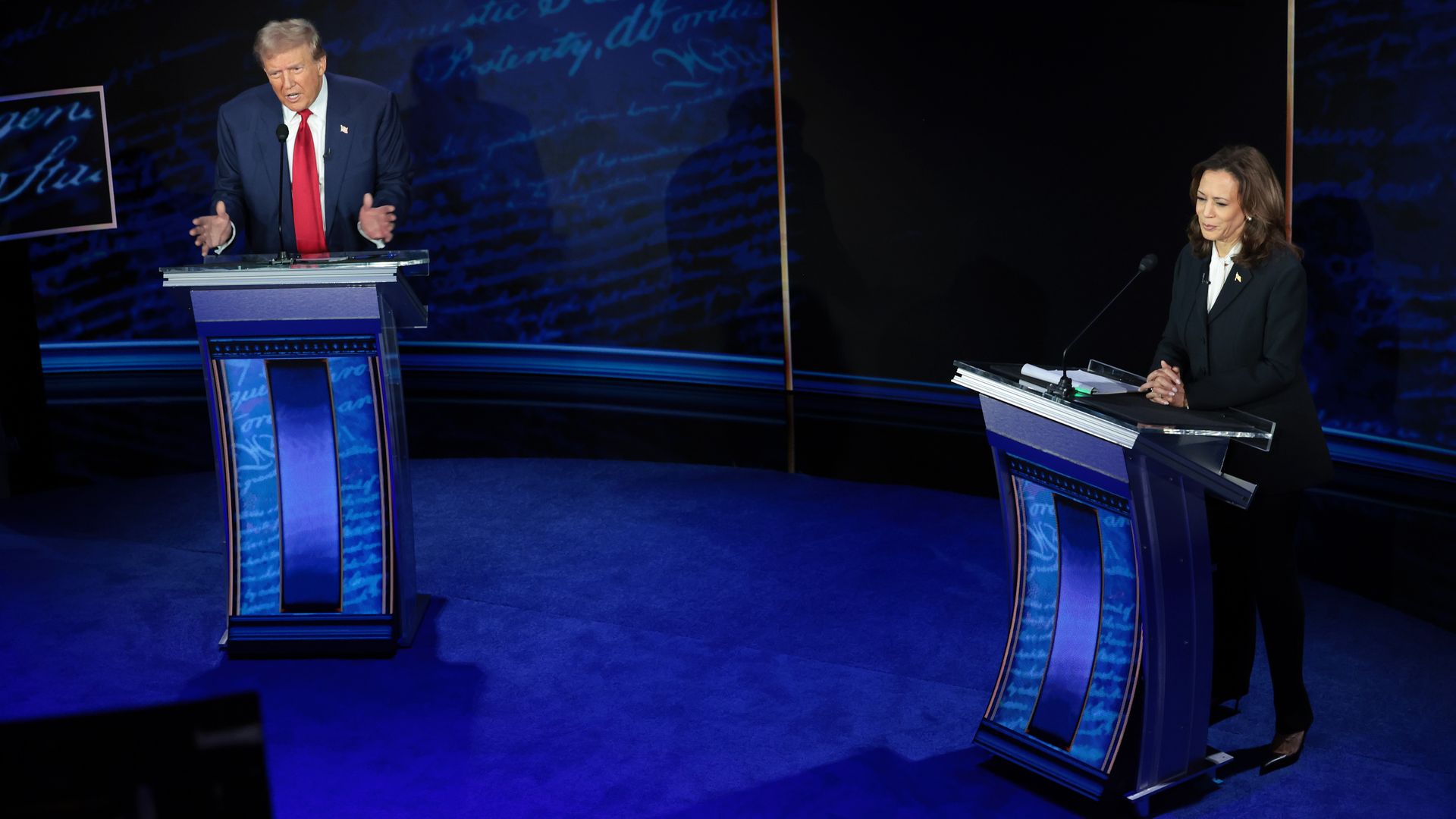 Former president Donald Trump and vice-president Kamala Harris debate