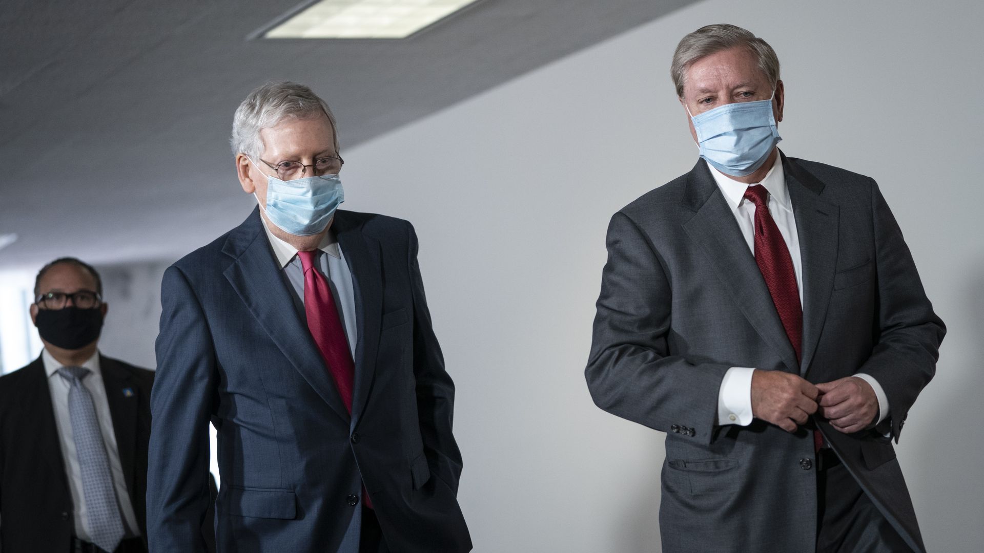 Mitch McConnell and Lindsey Graham wearing face masks