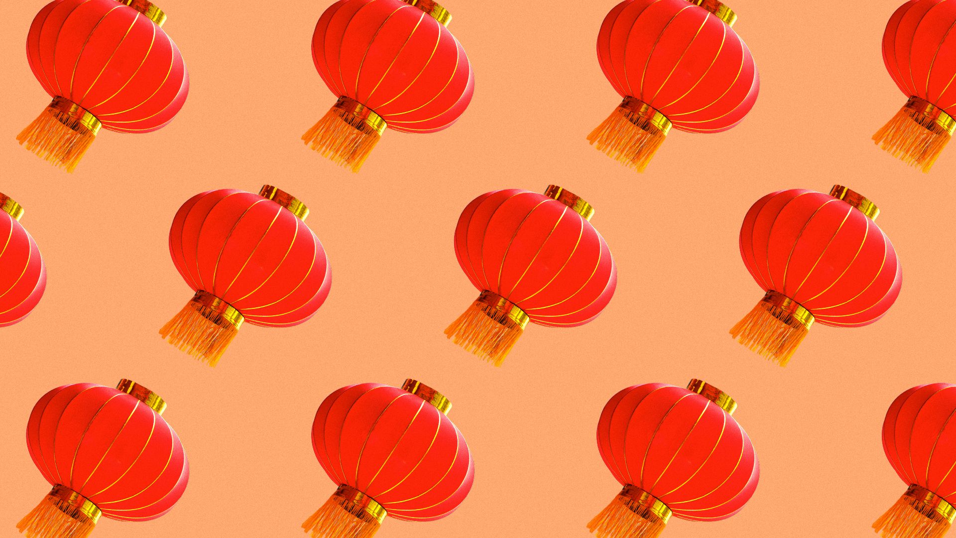 Illustration of red paper lanterns in a repeating pattern.
