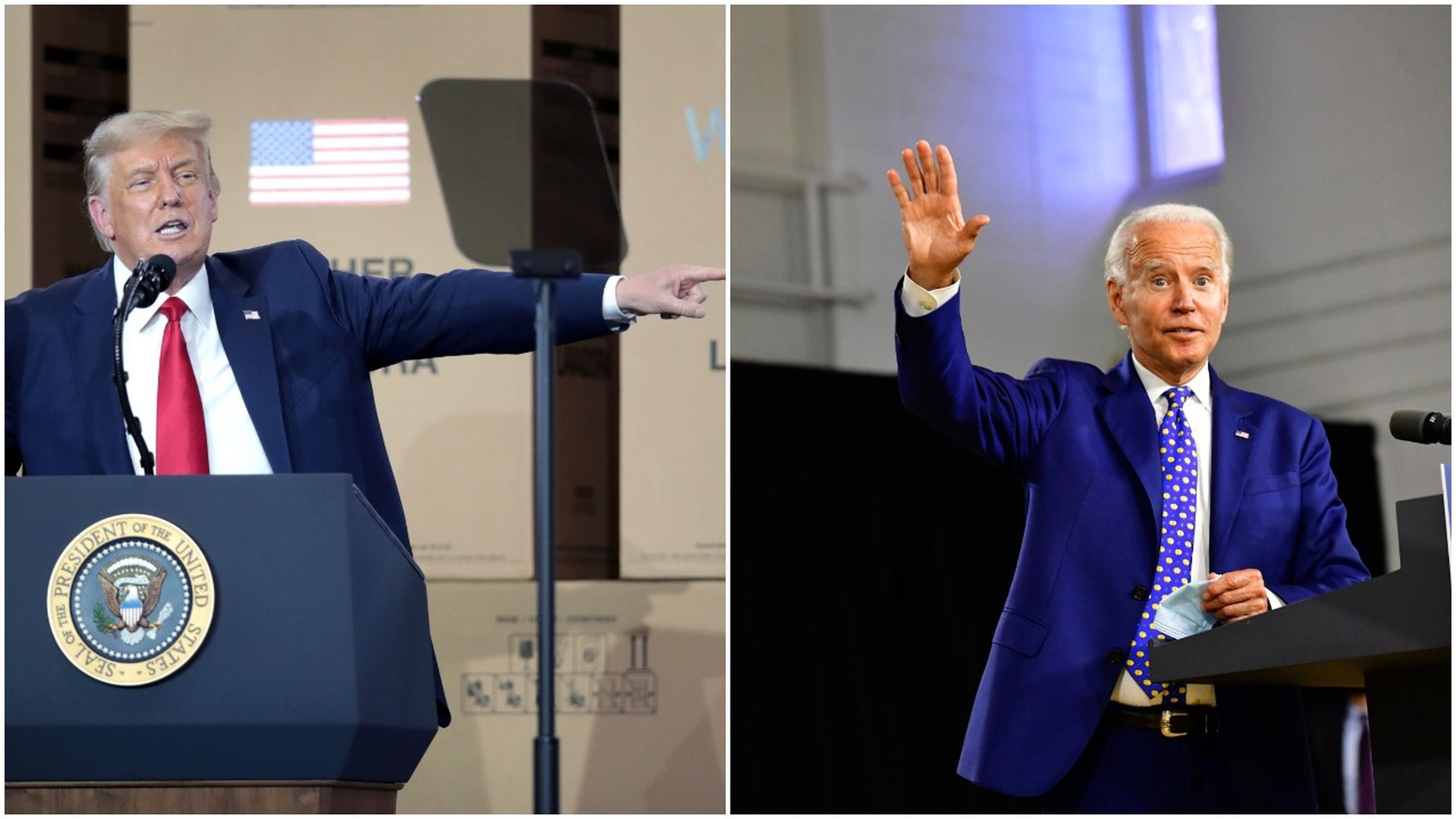 A combination photo of President Trump and Joe Biden.