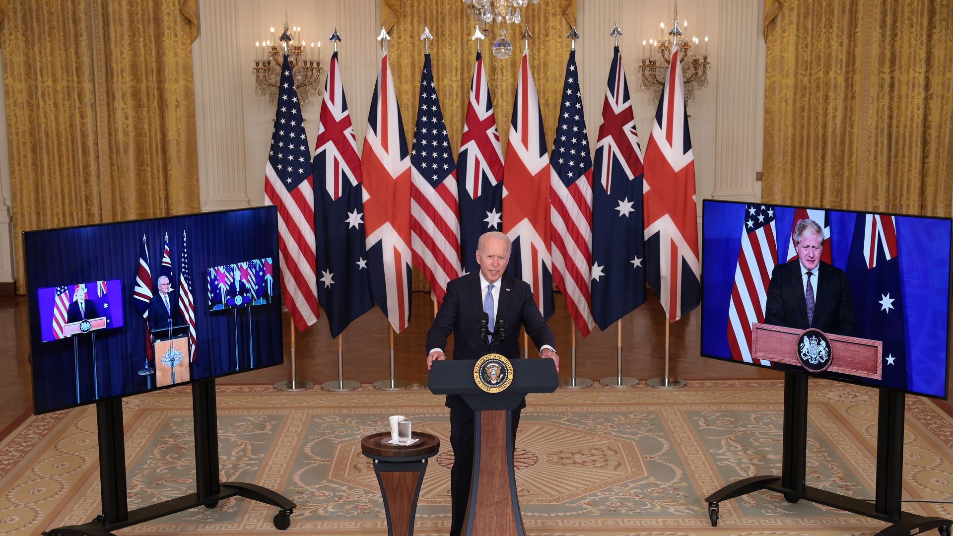 President Joe Biden speaks during an event in the East Room of the White House September 15, 2021 in Washington, DC. 