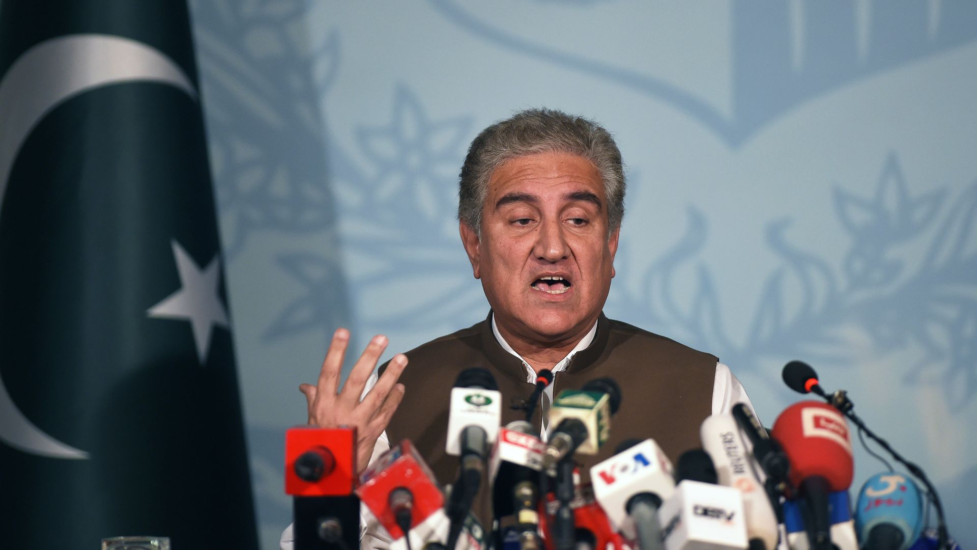 Pakistani foreign minister speaking to media