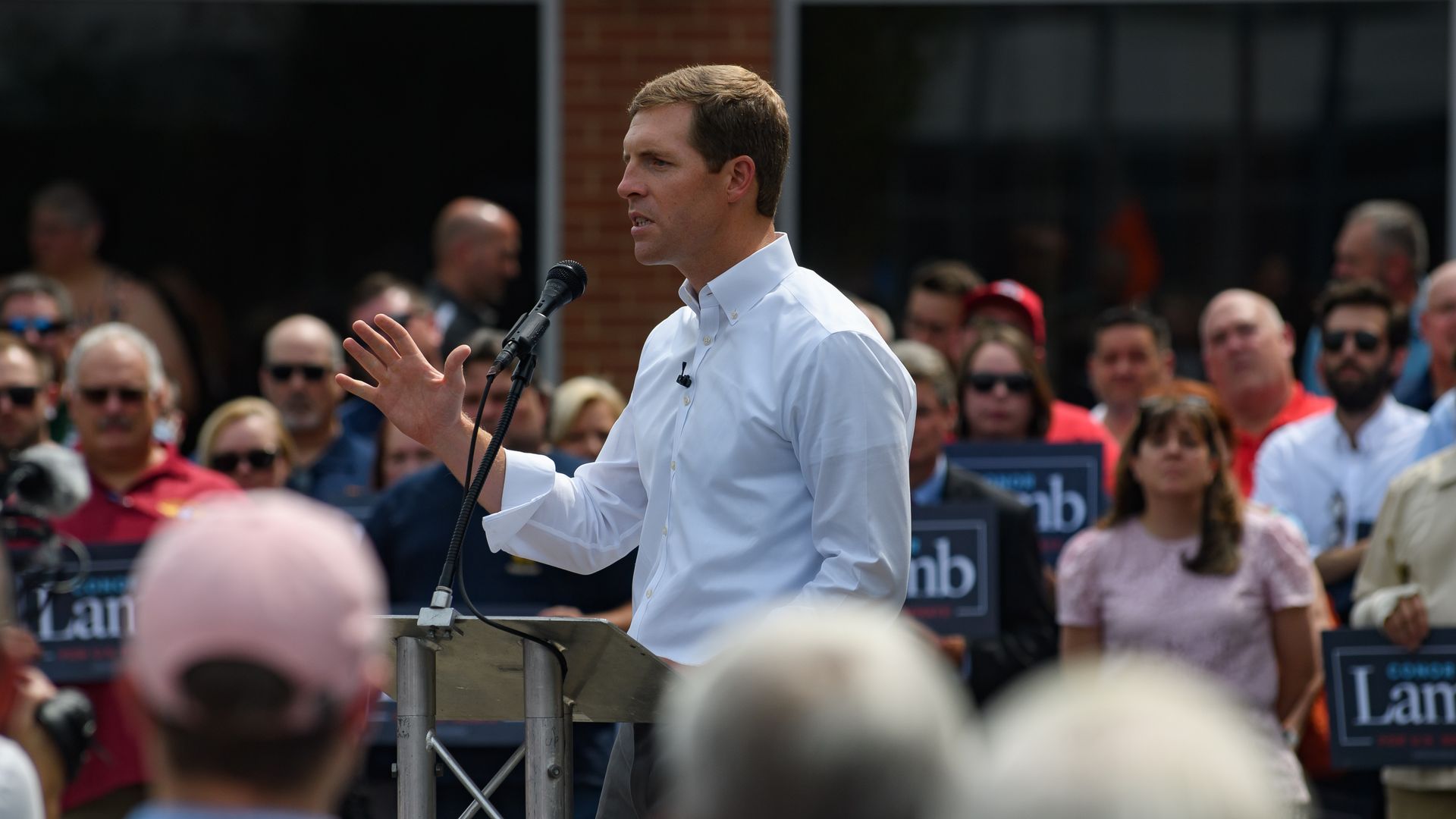 U.S. Rep. Conor Lamb  announces his candidacy for the United States Senate on August 6, 2021 in Pittsburgh, Pennsylvania. Photo: Jeff Swensen/Getty