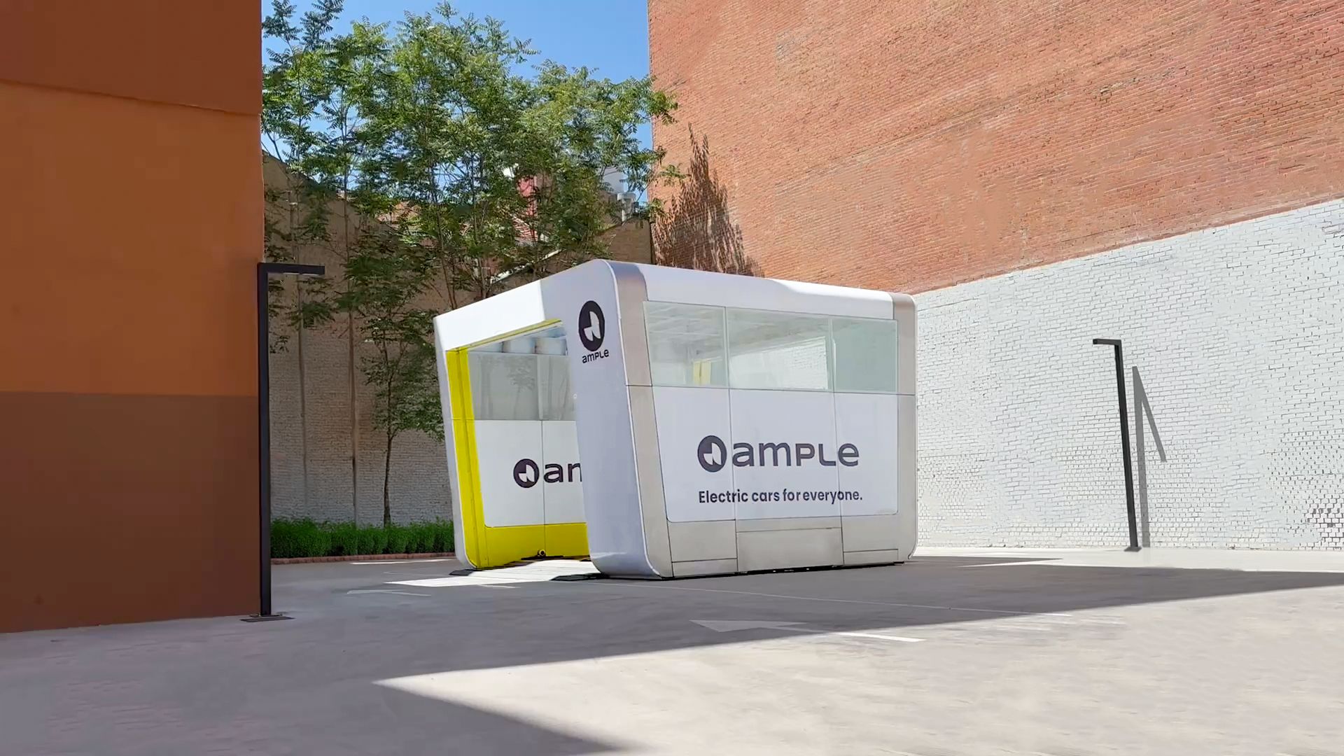 A battery swap station in Madrid, developed by startup Ample
