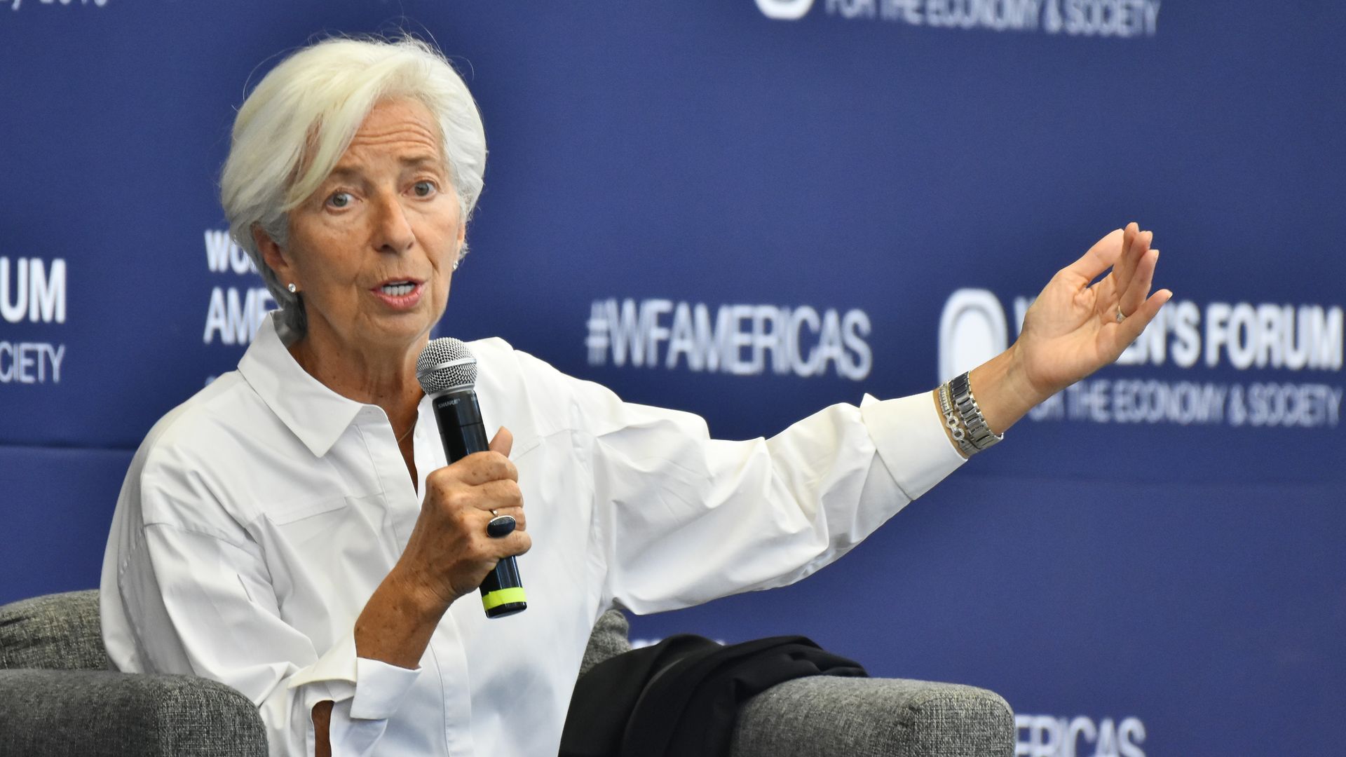 Christine Lagarde speaks at Women's Forum Americas 2019 at Claustro of Sor Juana University on May 30, 2019 in Mexico City, Mexico