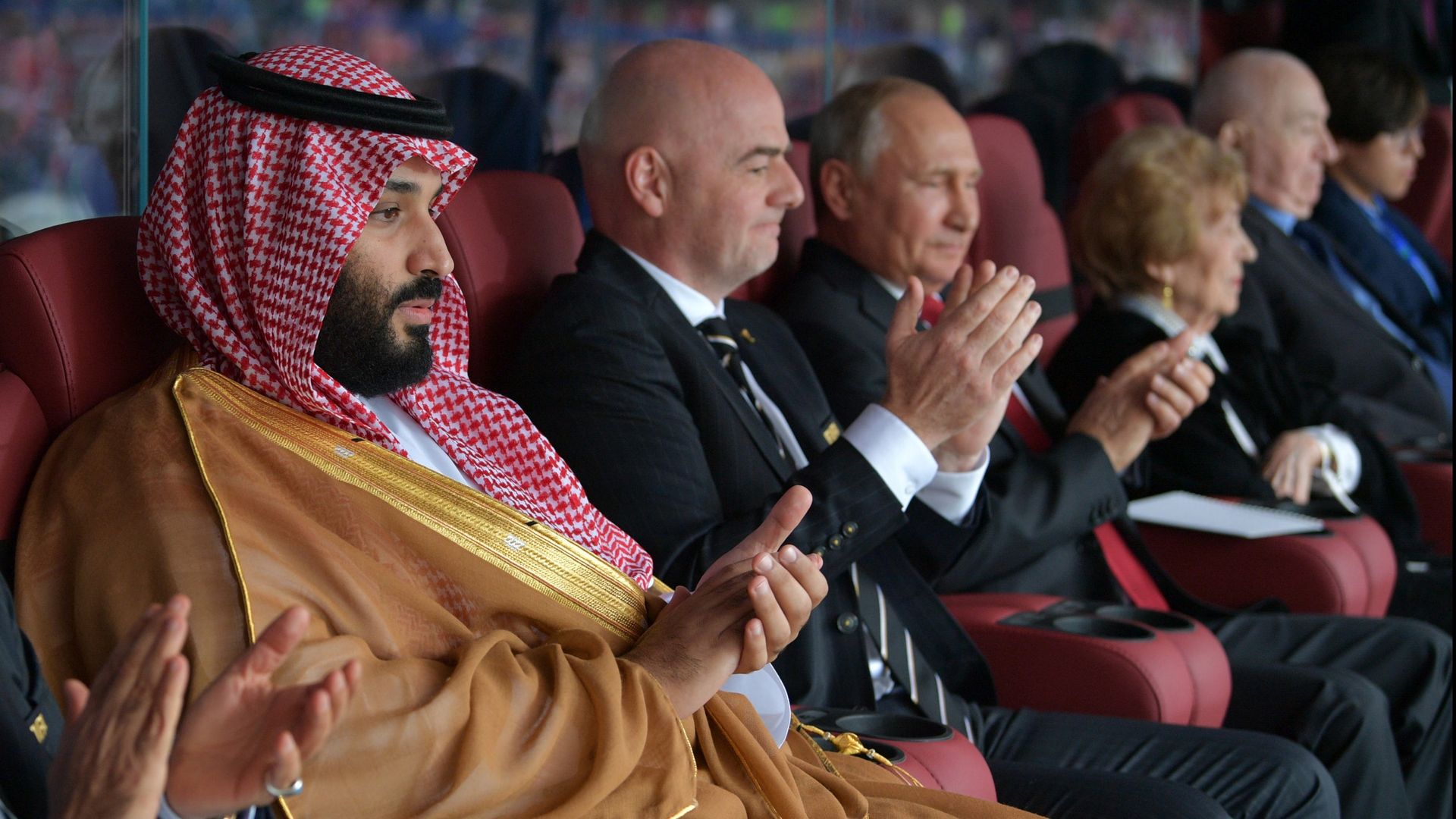 Bin Salman with putin and infantino.