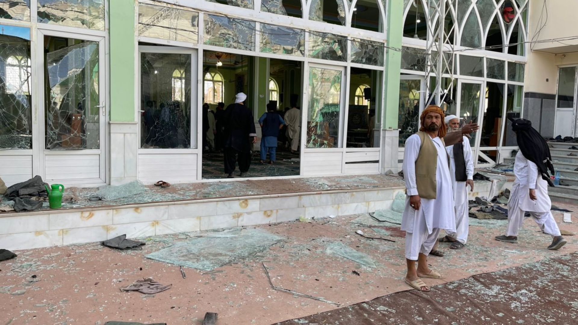 The mosque after the blast in southern Kandahar province.