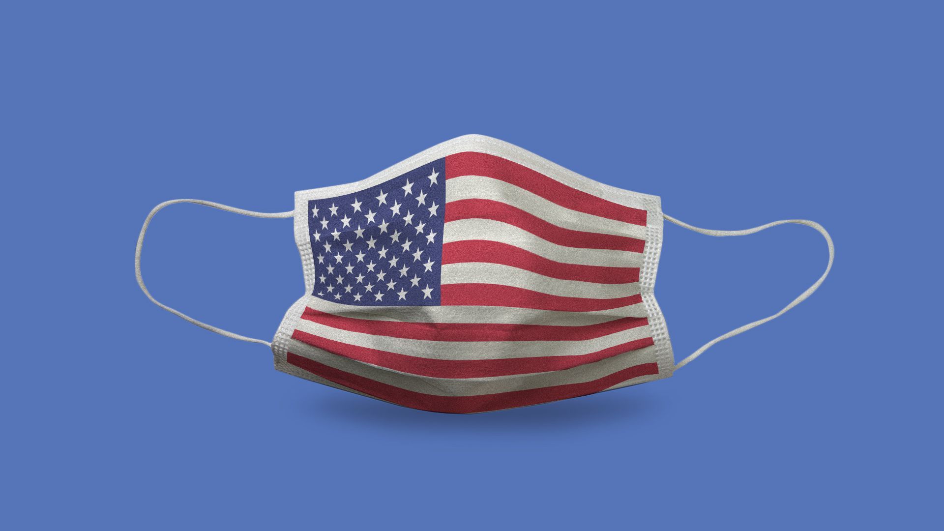Illustration of a medical face mask with an American flag on it