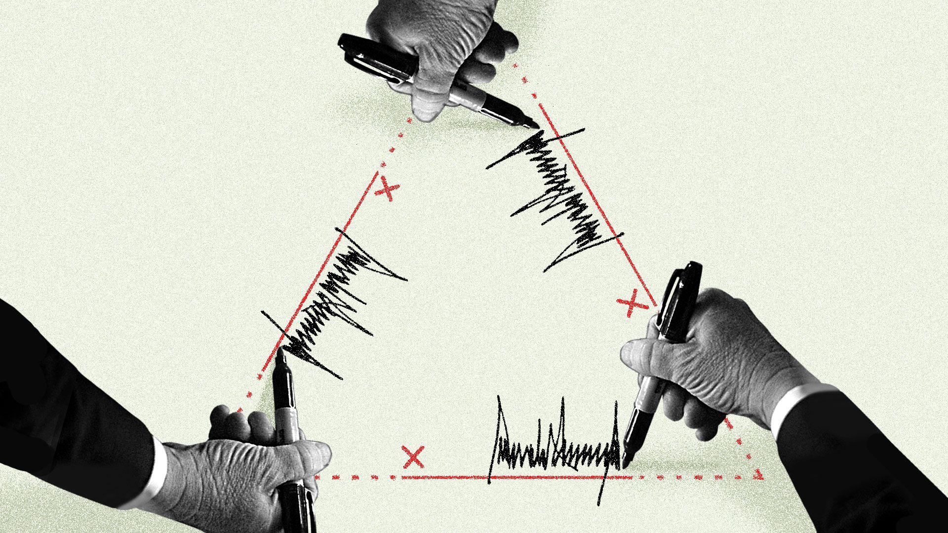 Trump's signatures forming a triangle