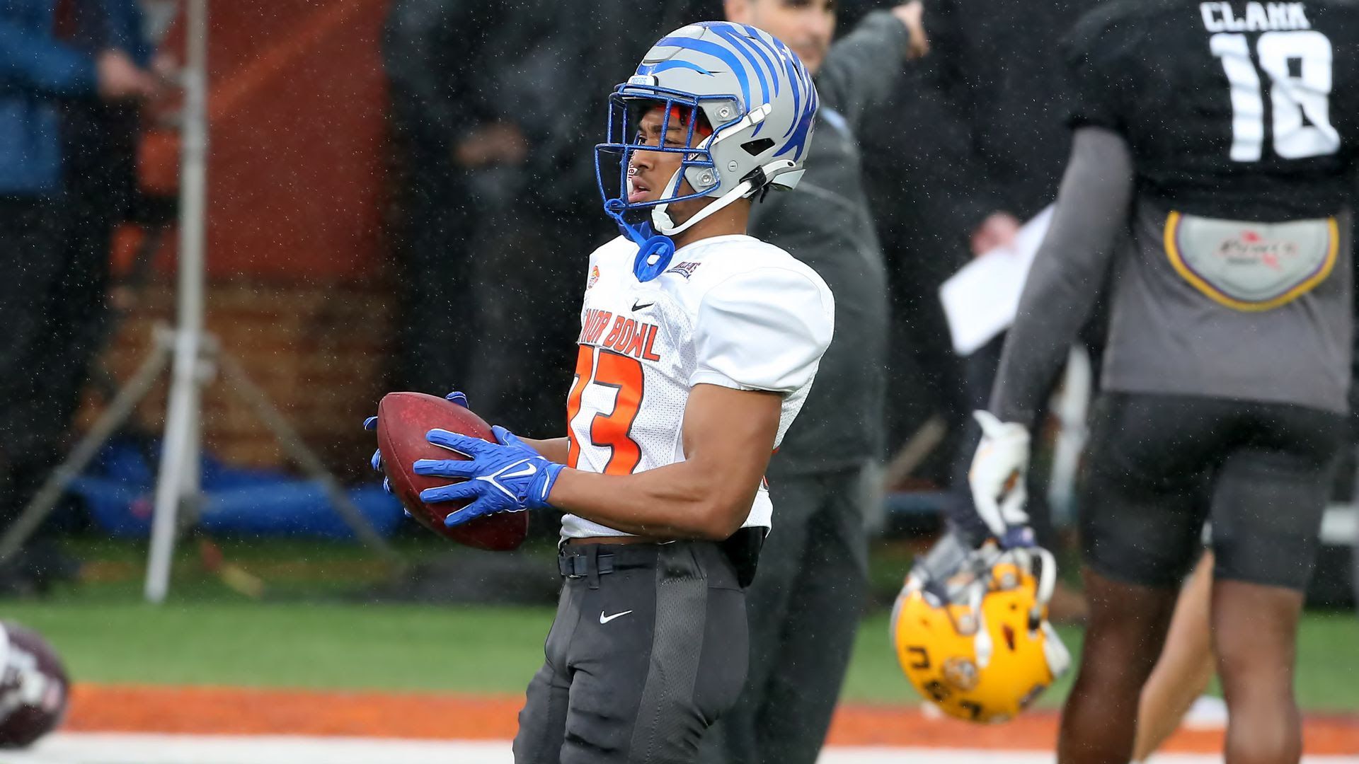Memphis star Calvin Austin III practices for the Senior Bowl last month.