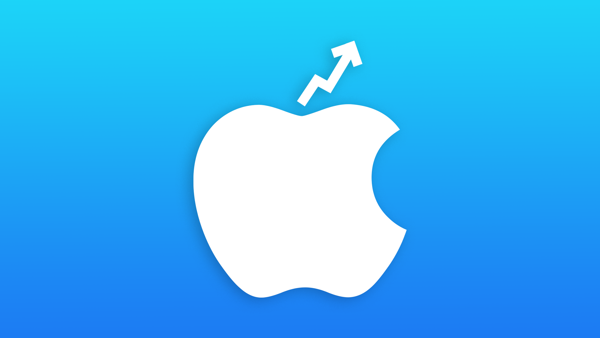 Illustration of Apple's logo, with the stem of the Apple resembling an upward stock arrow