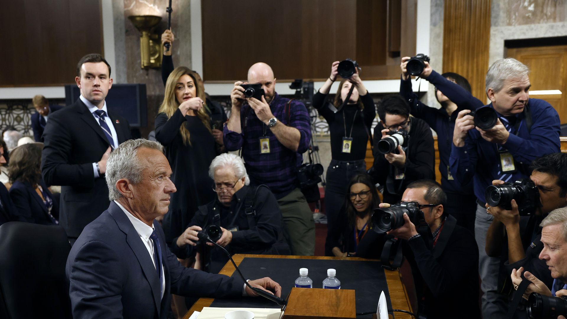 Robert F. Kennedy Jr., U.S. President Donald Trump's nominee for Secretary of Health and Human Services arrives for his Senate Finance Committee confirmation hearing at the Dirksen Senate Office Building on January 29, 2025 in Washington, DC.