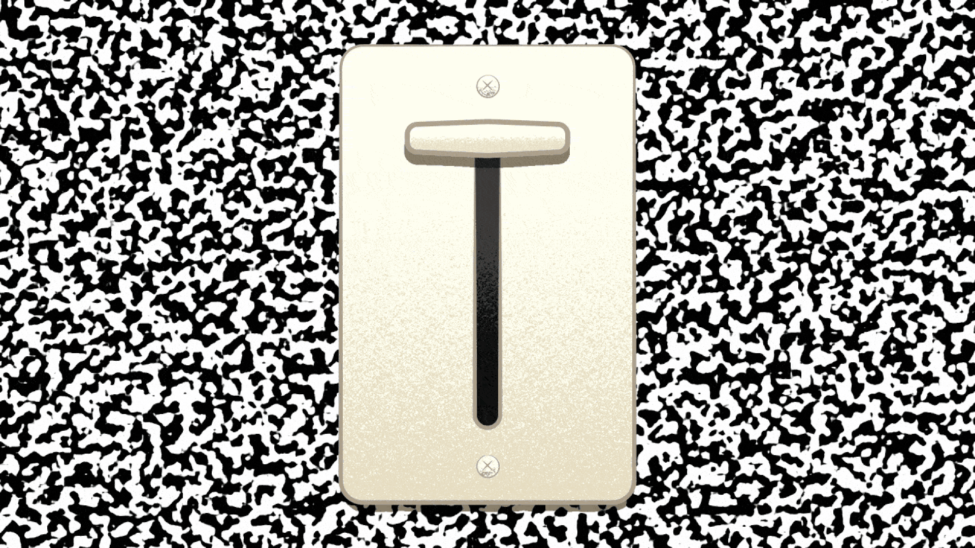Animated illustration of a light dimmer switch with static noise behind it, which goes away when the dimmer moves down.