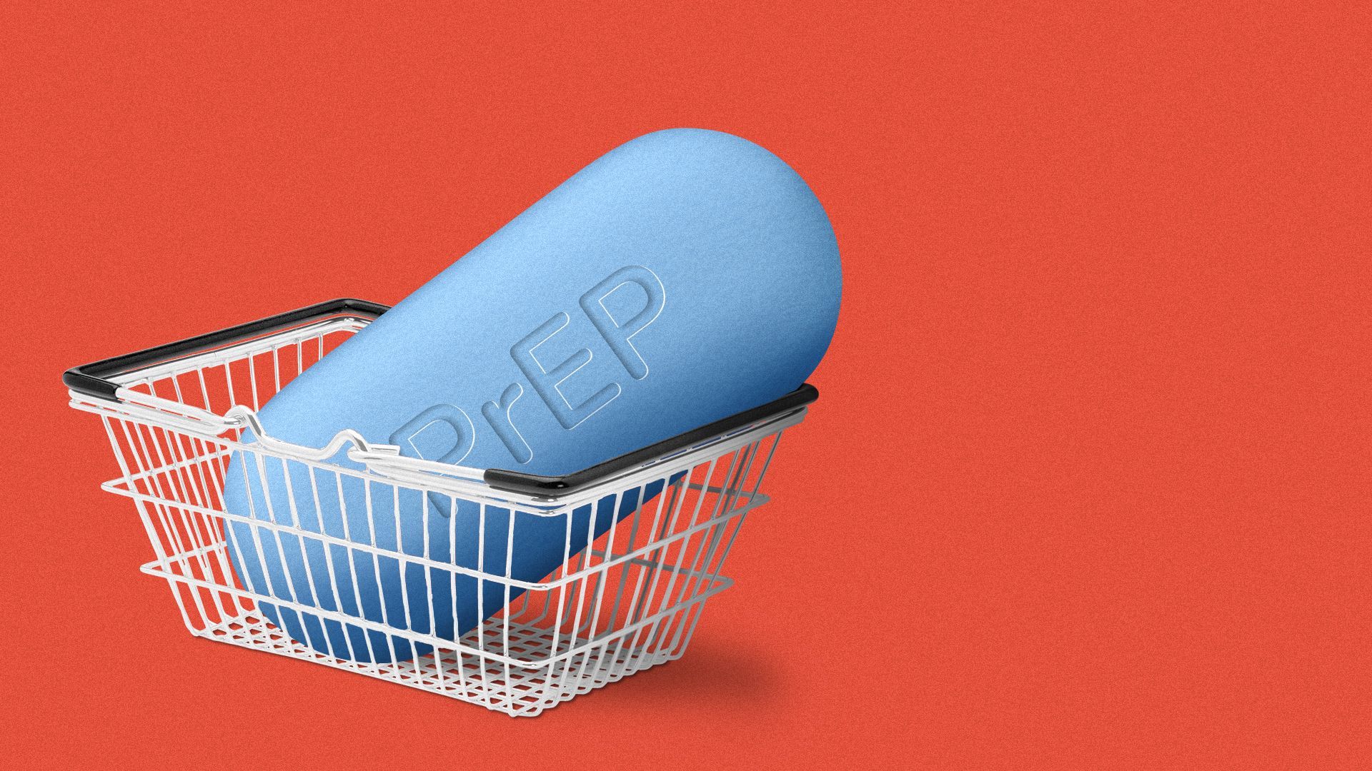 Illustration of a PrEP bill in a grocery basket.