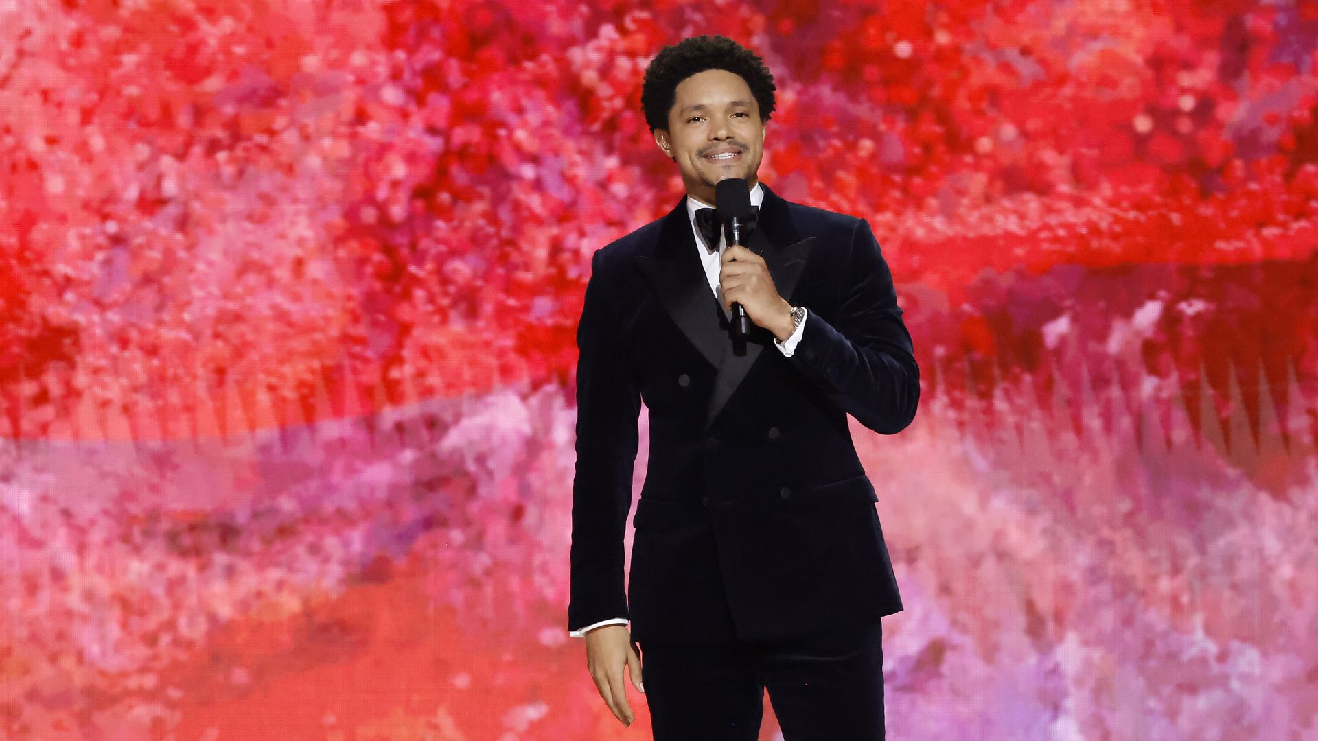 Host Trevor Noah speaks onstage during the 65th GRAMMY Awards at Crypto.com Arena on February 05, 2023 in Los Angeles, California. 