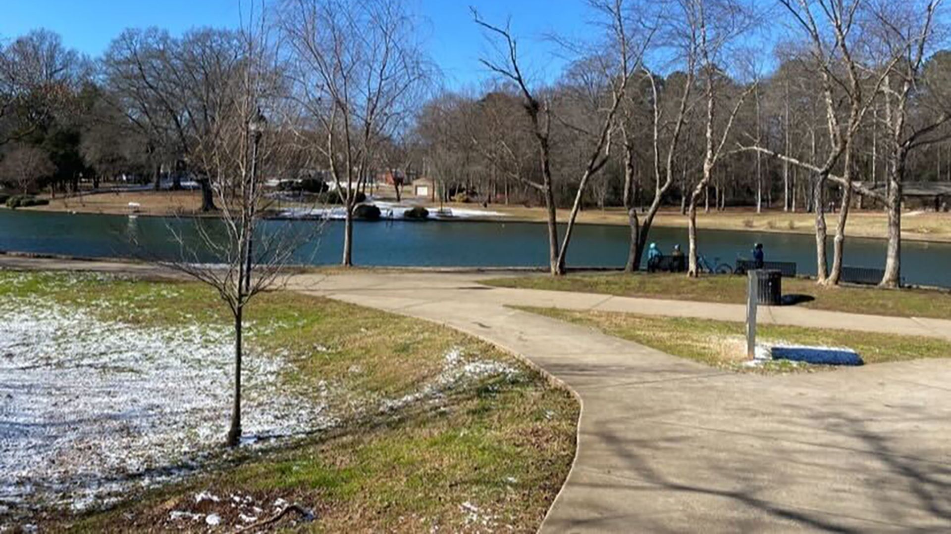 Snow in a Charlotte park. 