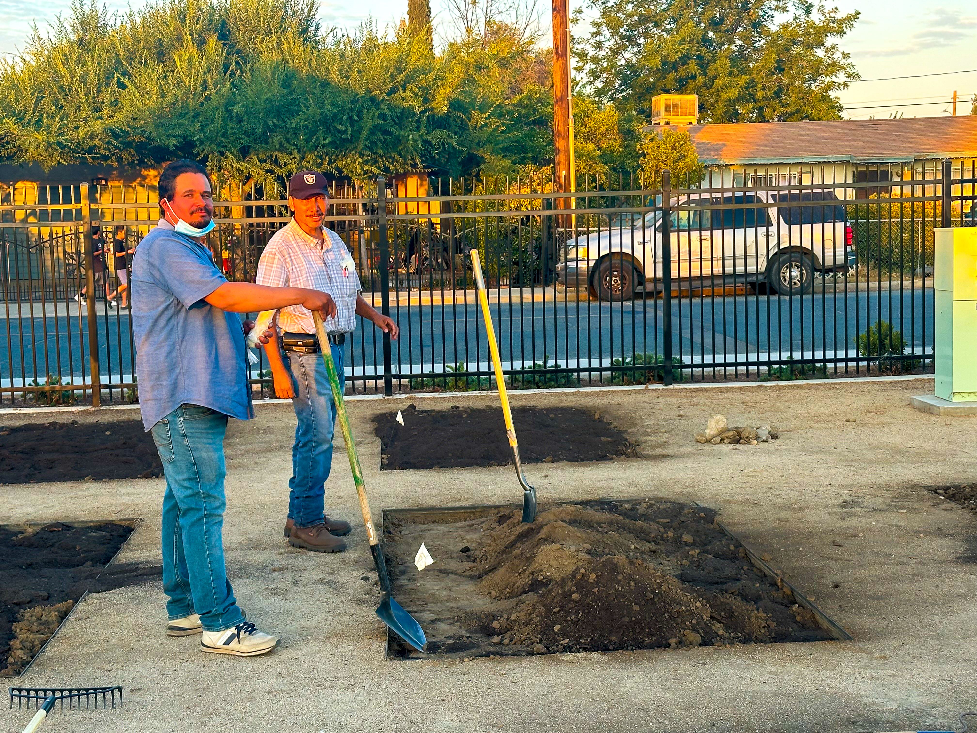 Volunteers helped build gardens organized by immigrant women in McFarland, California.