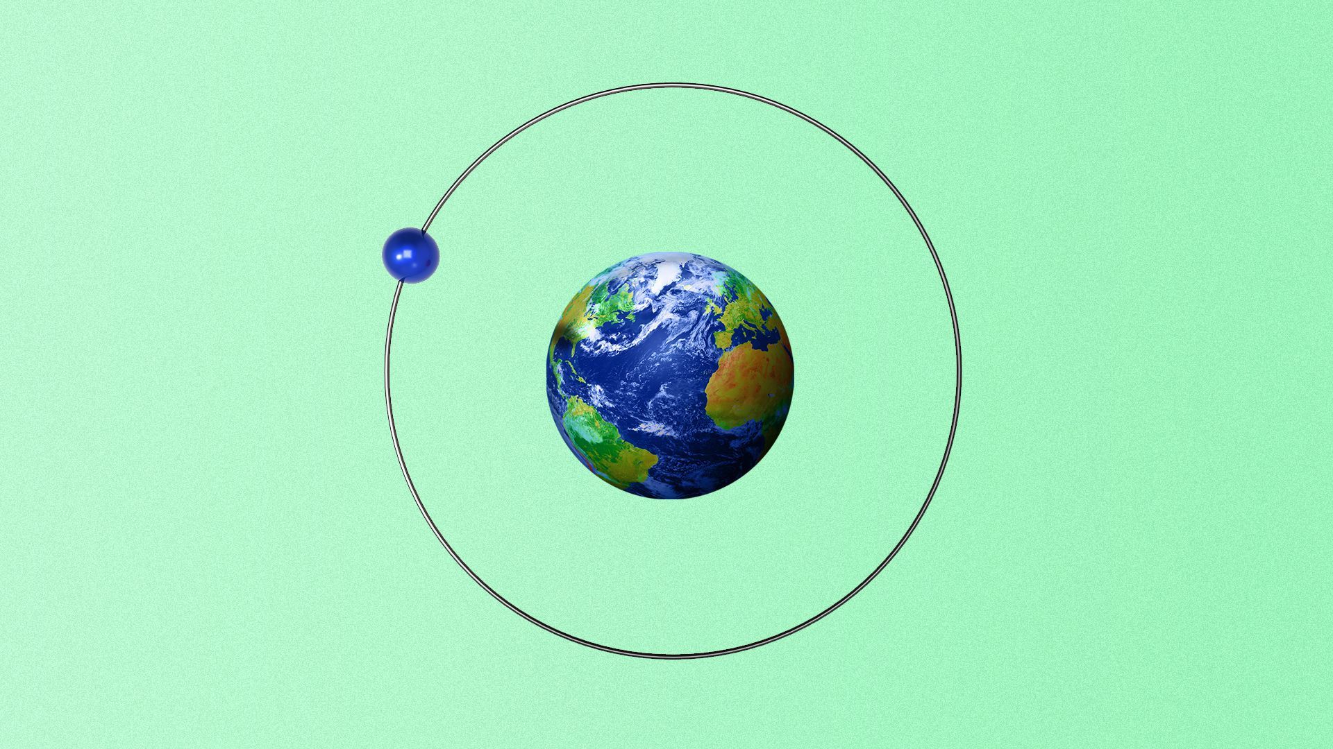 Illustration of the Earth as the center of a hydrogen atom. 