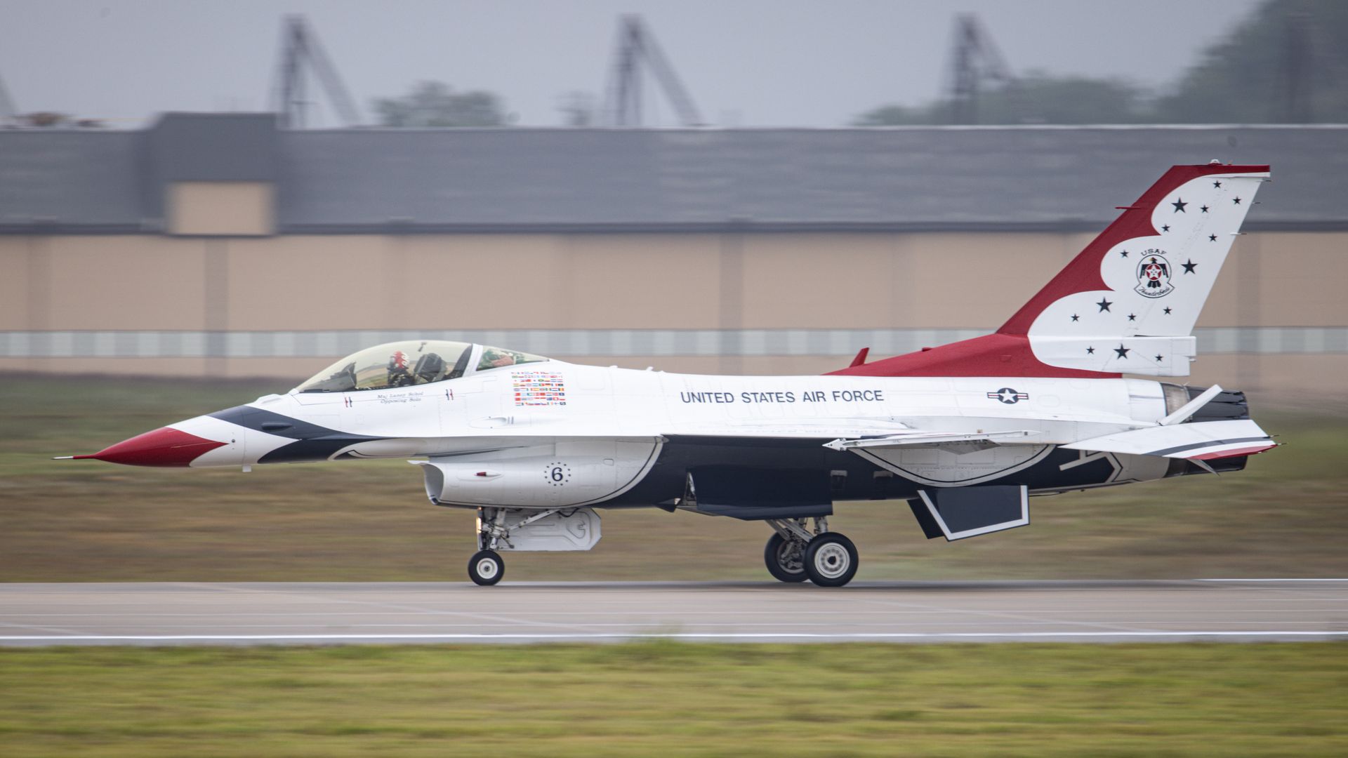 A U.S. Air Force plane lands at Joint Base Andrews in Prince George's County, Maryland. 