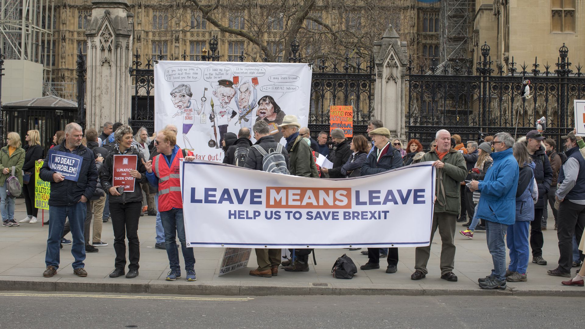 Brexit protesters in Westminster