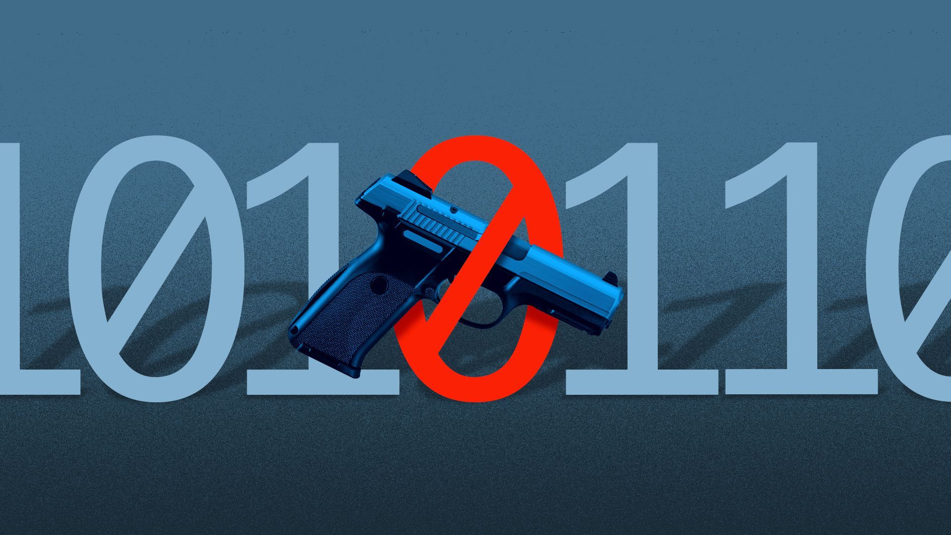 Illustration of a gun captured by binary code