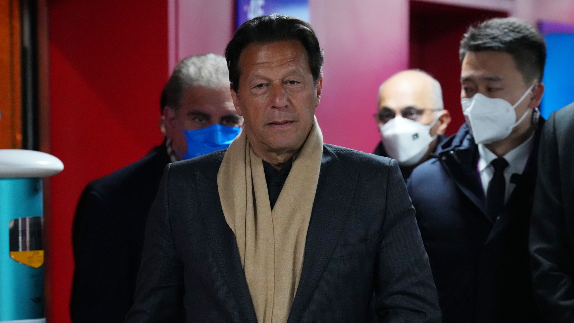 Imran Khan, Prime Minister of Pakistan arrives during the Opening Ceremony of the Beijing 2022 Winter Olympics at the Beijing National Stadium on February 04, 2022 in Beijing, China.