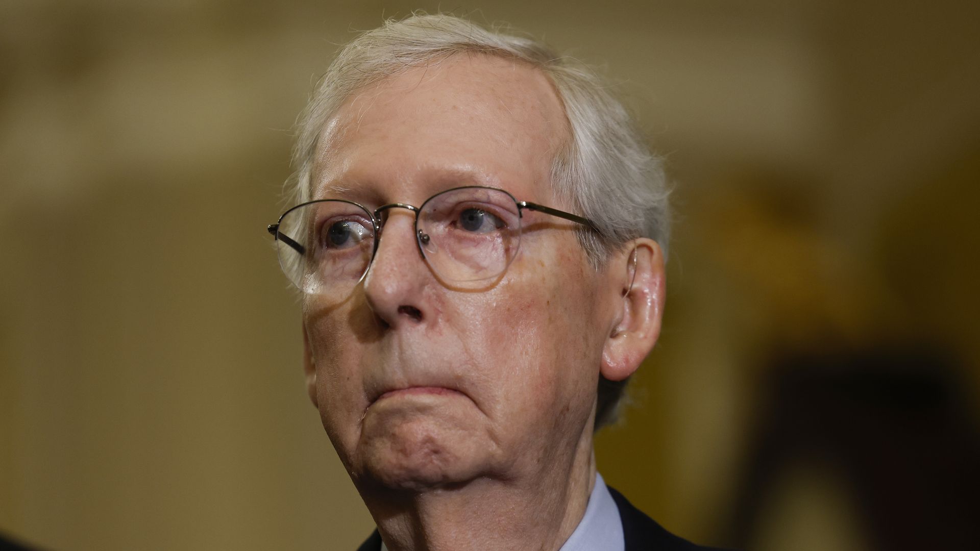 Senate Minority Leader Mitch McConnell (R-KY) listens during a news conference following the weekly Republican Senate policy luncheon meeting at the U.S. Capitol Building on September 19, 2023 in Washington, DC. 