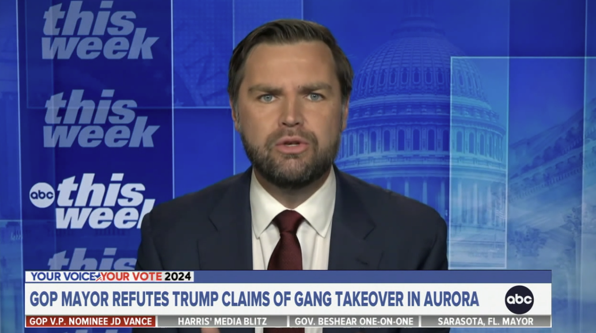 Sen. JD Vance (R-Ohio) speaks on ABC's "This Week" for an interview on Oct. 13.