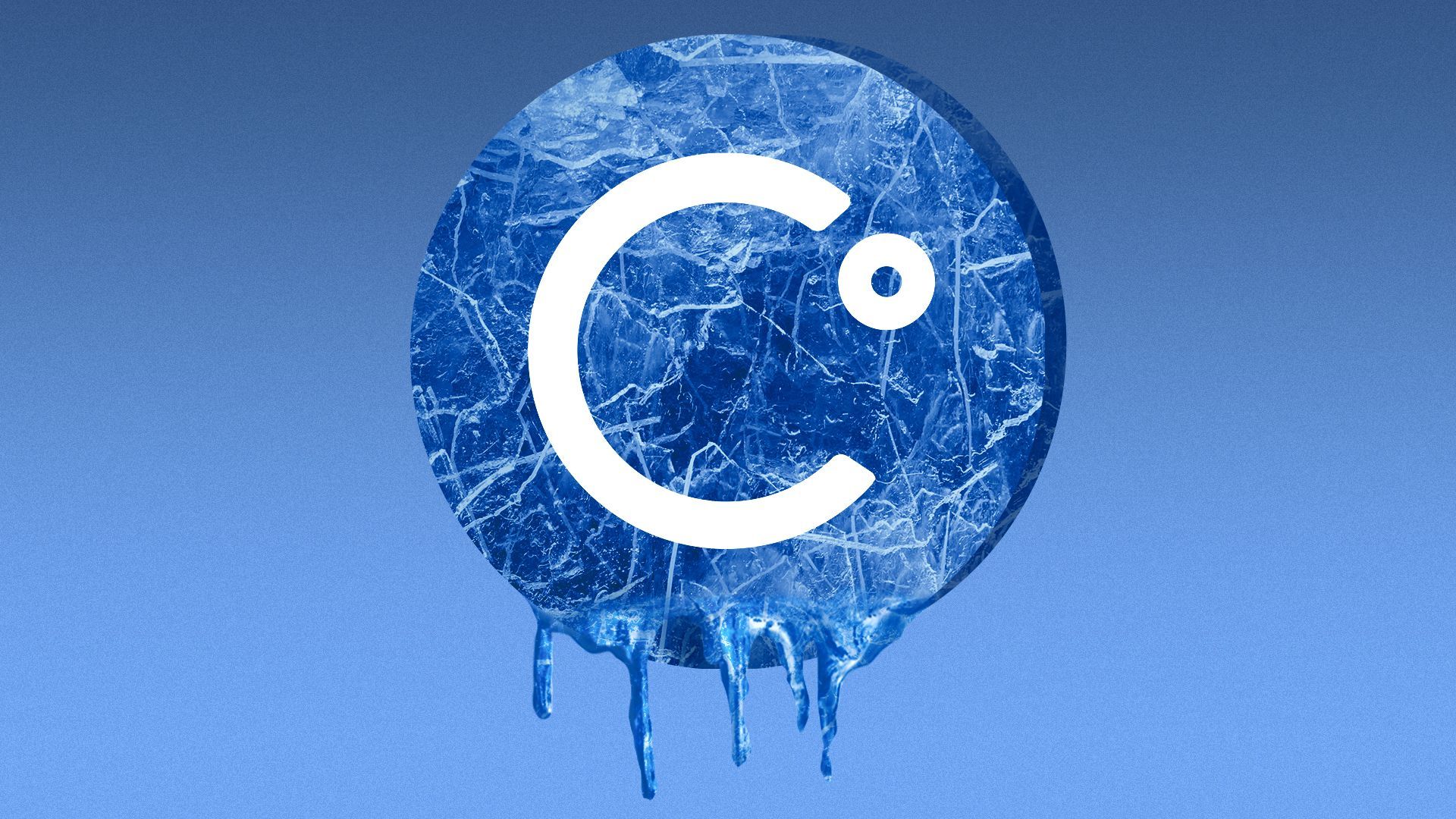 Illustration of the Celsius logo frozen, with icicles.