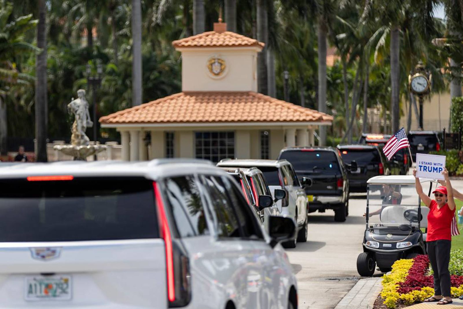 Former President Donald Trump and his motorcade arrive at Trump National Doral Miami on June 12. 