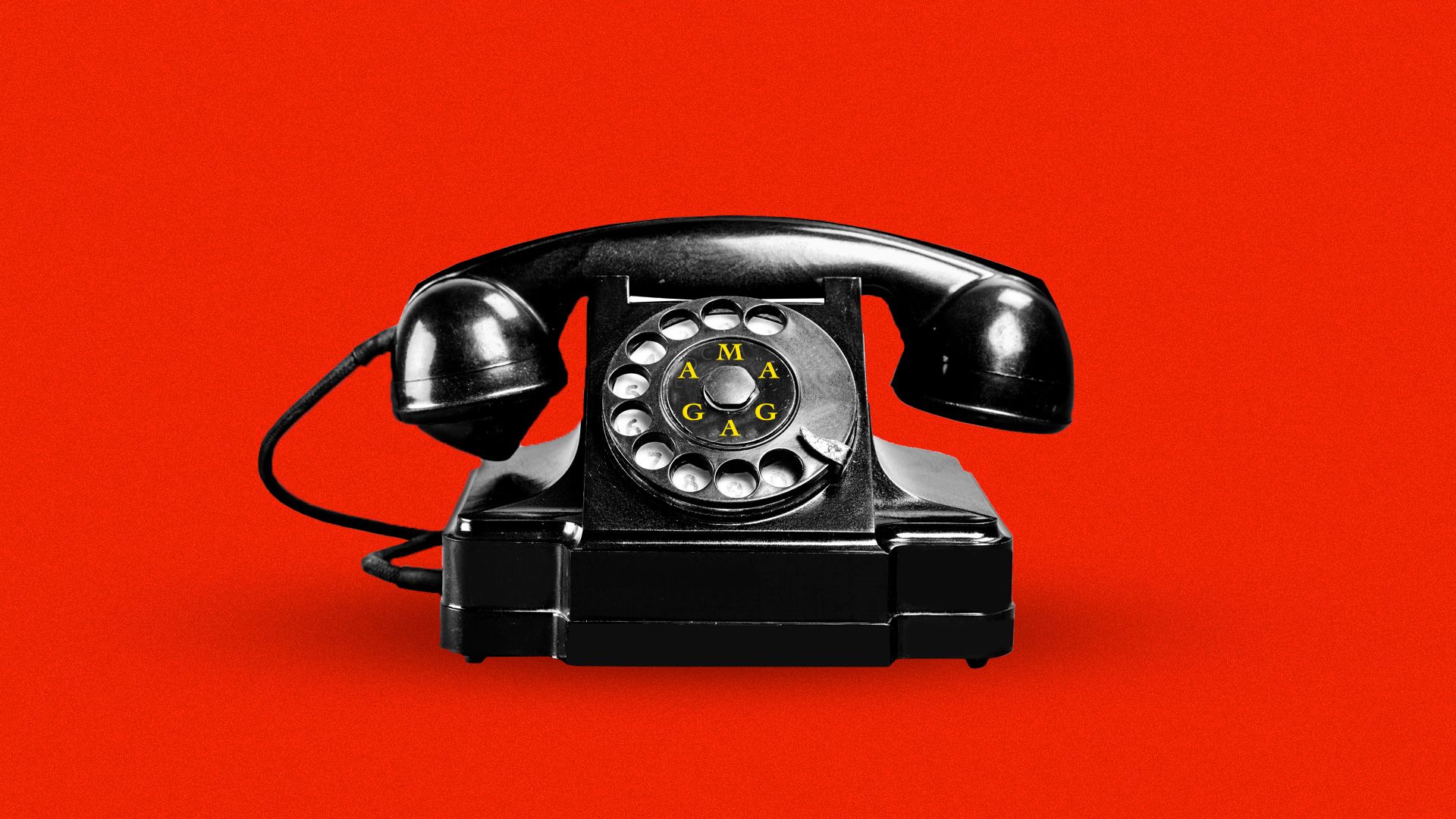 Illustration of a rotary phone with MAGA letters.