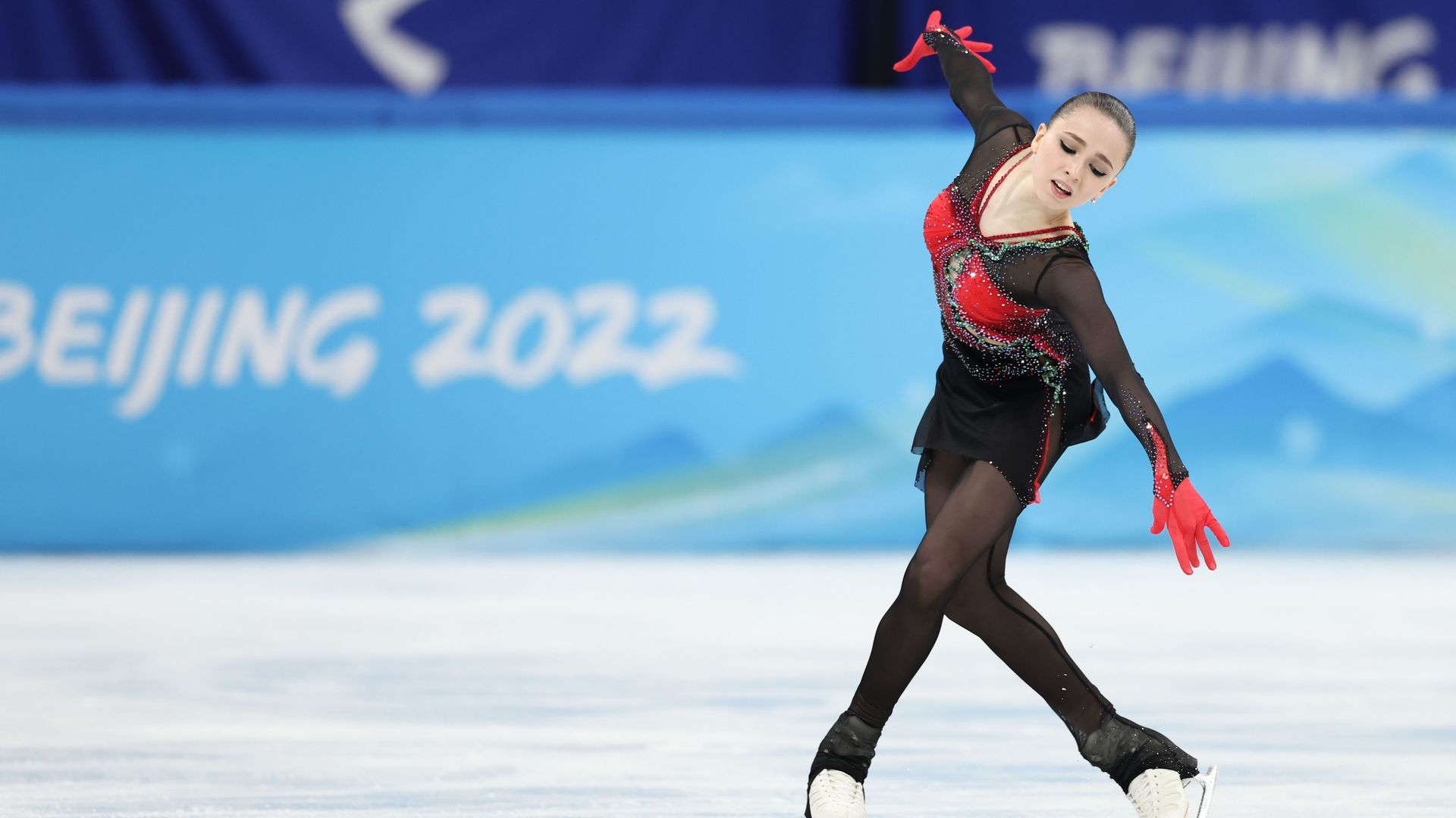 Kamila Valieva of ROC performs during the figure skating women single skating free skating.